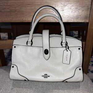 Coach Satchel Bag- Beige/Bone Leather